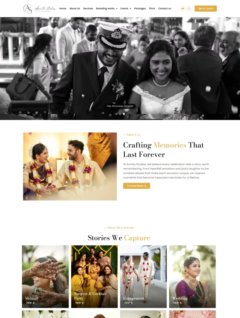 Amrita Studios wedding photography website