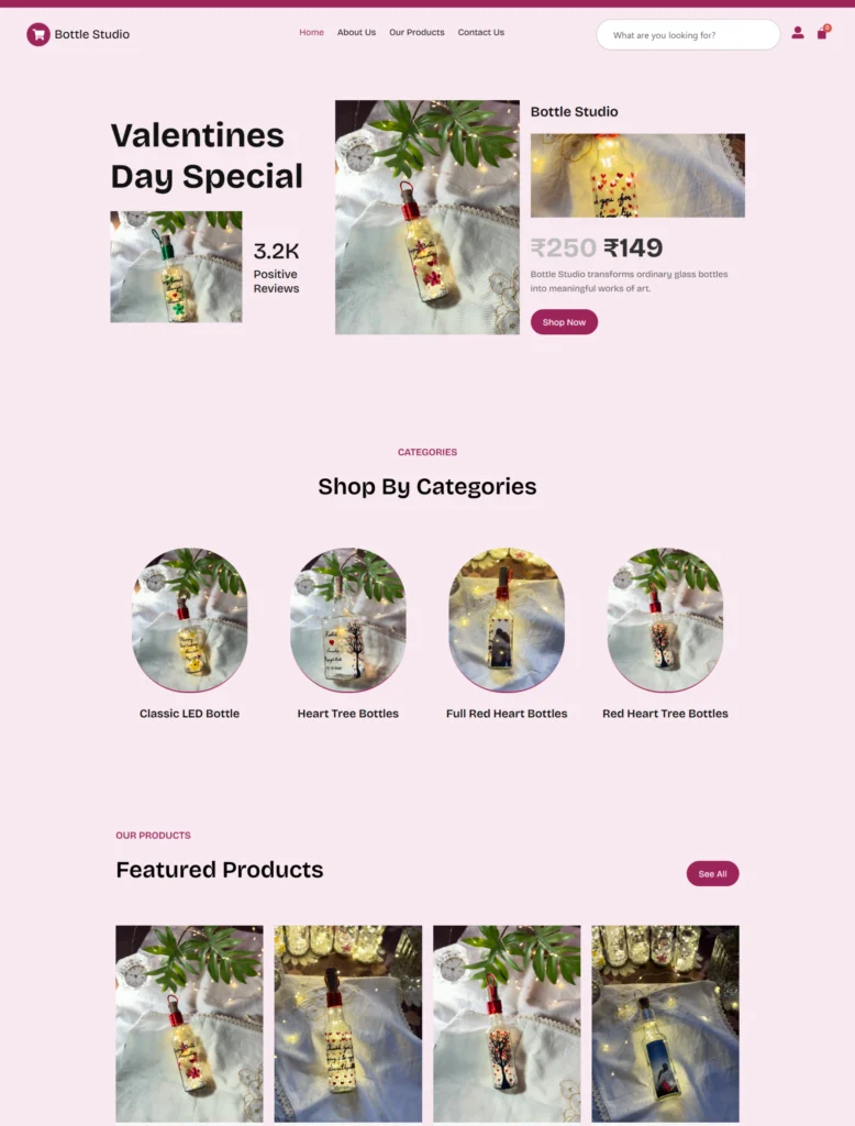 The Bottle Studio eCommerce website