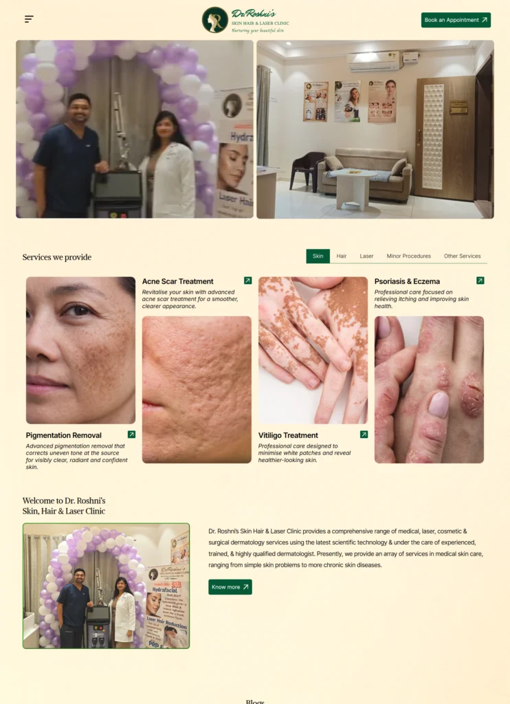 Dermatologist website development project