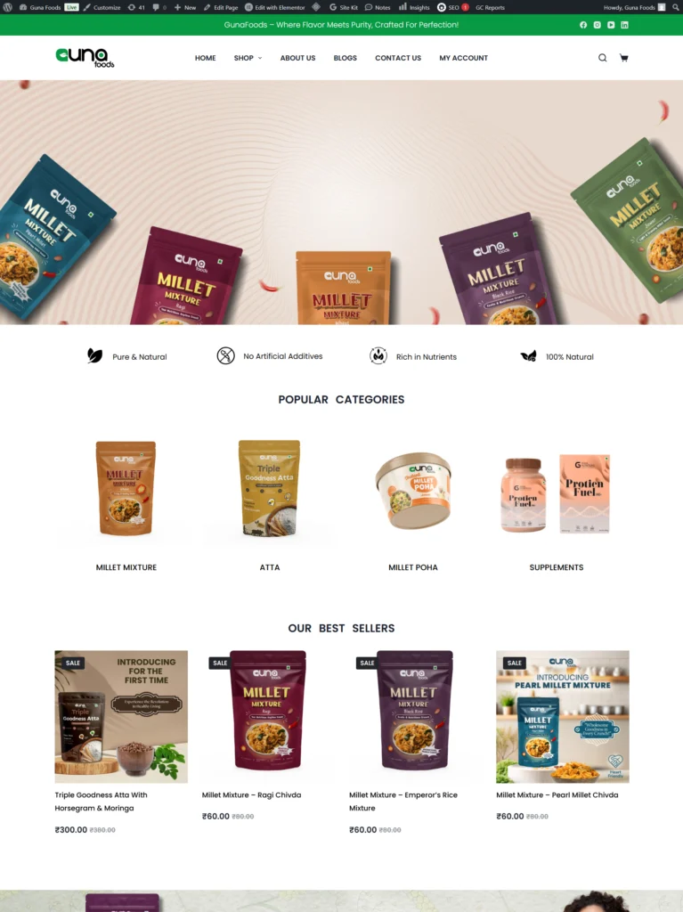 Guna Foods eCommerce website project