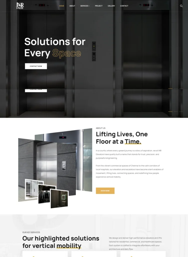 INR Elevators website development project