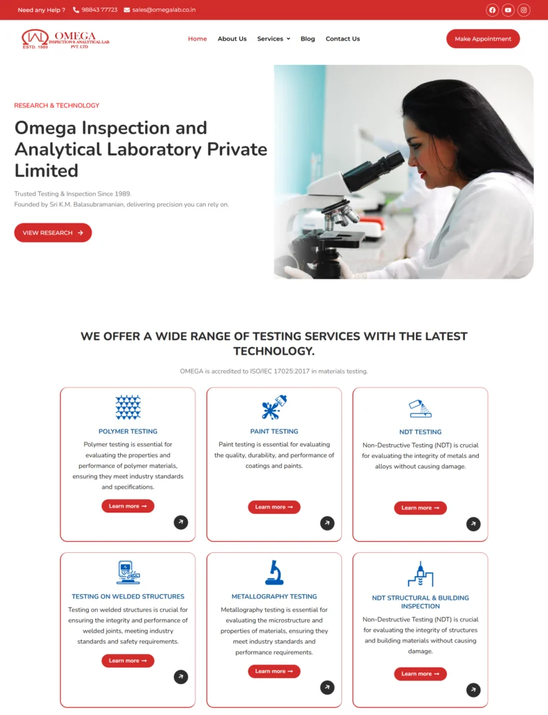 Omega Lab website development project